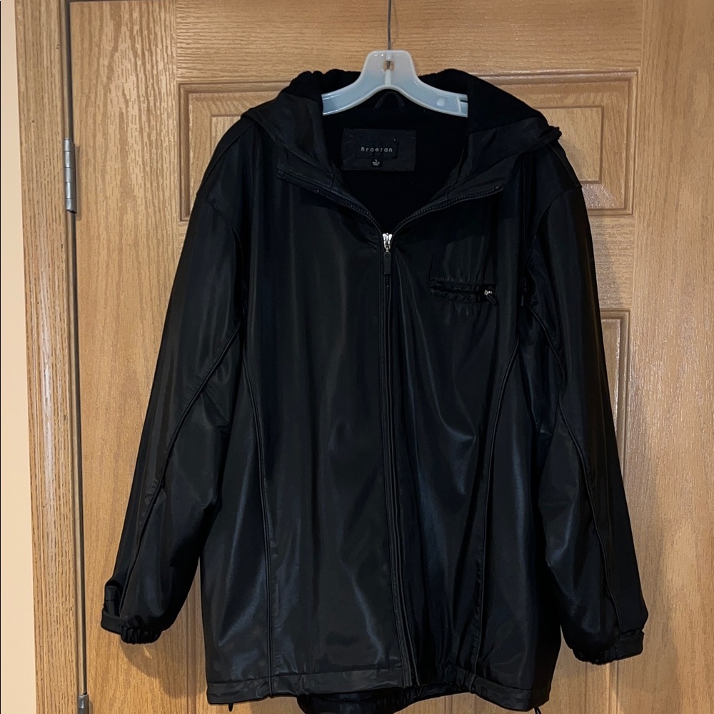 Braetan Shiny Black Zip-Up Jacket women’s large